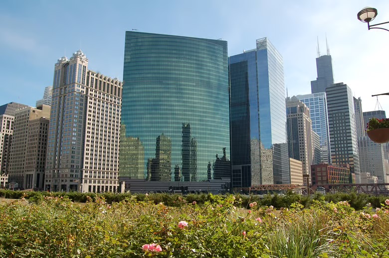 Downtown Chicago visto durante viagem pela cidade.